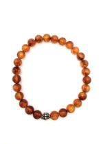 Bernstein Armband in Cognac mit Silber – Bild 2