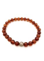 Bernstein Armband in Cognac mit Silber – Bild 2