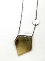 Bernsteinkette Silber, Polygon No.5.3 – Bild 3