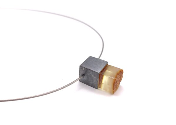 Bernsteinkette, Würfel Silber oxidiert – Bild 6
