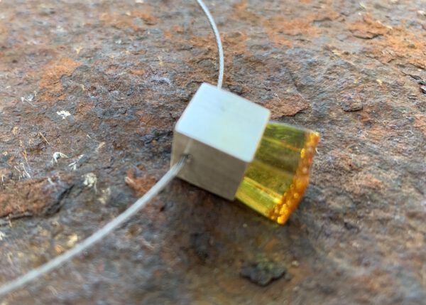 Bernsteinkette, Würfel Silber matt – Bild 2