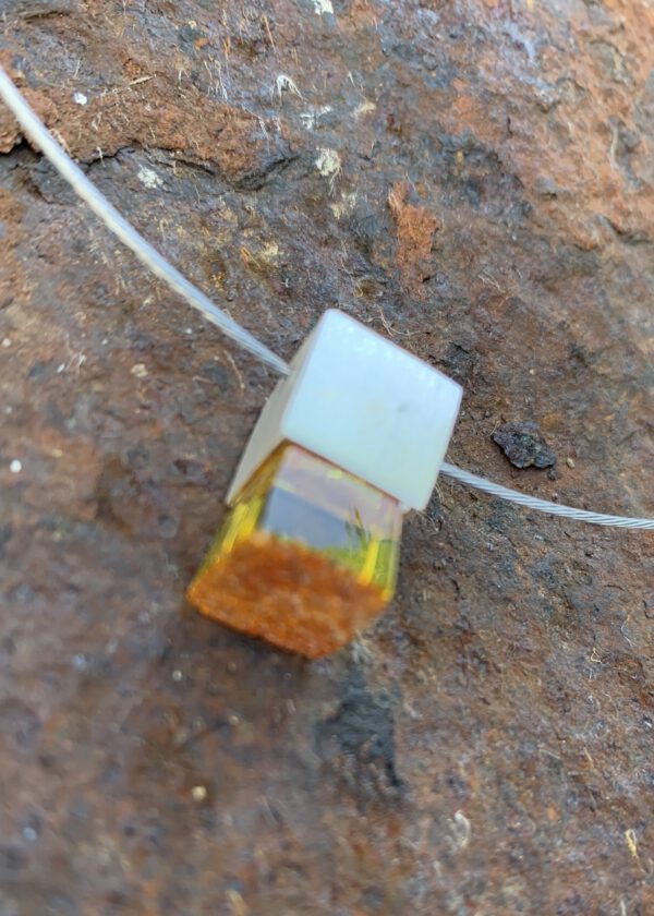 Bernsteinkette, Würfel Silber matt – Bild 3
