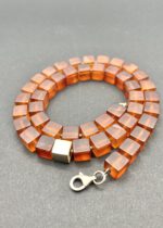 Bernstein Würfelkette Sterling Silber matt – Bild 5