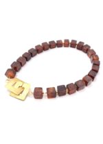 Bernstein Würfelarmband Cognac mit Gold