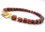 Bernstein Würfelarmband Cognac mit Gold – Bild 3