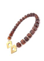 Bernstein Würfelarmband Cognac mit Gold – Bild 4