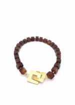 Bernstein Würfelarmband Cognac mit Gold – Bild 5