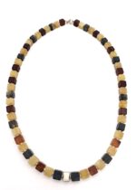 Bernsteinkette Würfel Farbmelange matt mit Silber – Bild 6