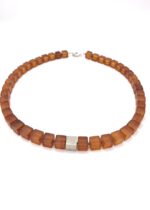 Bernstein Würfelkette Sterling Silber matt