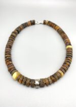 Natur Bernstein Kette mit Silber – Bild 2