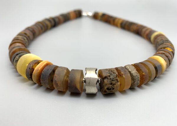 Natur Bernstein Kette mit Silber – Bild 3
