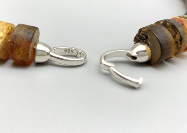 Natur Bernstein Kette mit Silber – Bild 6