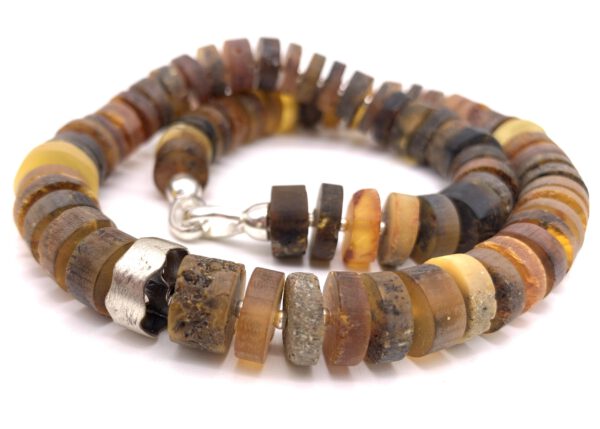 Natur Bernstein Kette mit Silber – Bild 1