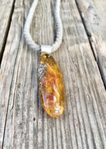 Bernstein Anhänger Silber & Leinen – Bild 2