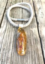 Bernstein Anhänger Silber & Leinen