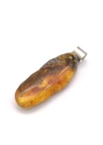 Bernstein Anhänger Silber & Leinen – Bild 5