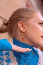 Bernstein Creolen, Mikro No.1.3 in Cognac – Bild 2