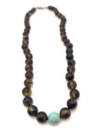 schwarzer Bernstein Kette Türkis – Bild 3