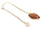 Bernsteinkette gold, Polygon No.5 in Cognac – Bild 9