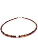 Bernsteinkette Cognac mit Silber – Bild 3