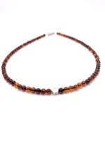 Bernsteinkette Cognac mit Silber – Bild 4