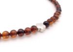 Bernsteinkette Cognac mit Silber – Bild 5