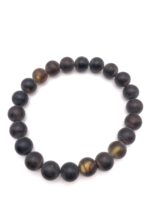 schwarzer Bernstein Armband Perlen – Bild 4