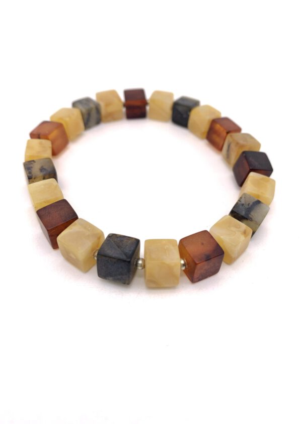 Bernstein Armband Würfel Farbmelange matt – Bild 4