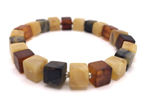 Bernstein Armband Würfel Farbmelange matt – Bild 1