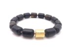 schwarzer Bernstein Armband mit gold