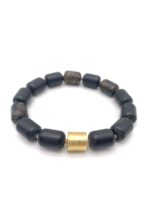 schwarzer Bernstein Armband mit gold – Bild 3