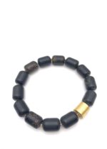 schwarzer Bernstein Armband mit gold – Bild 4