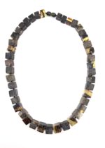 schwarzer Bernstein Kette matt-poliert, Danziger Nacht 50cm – Bild 2