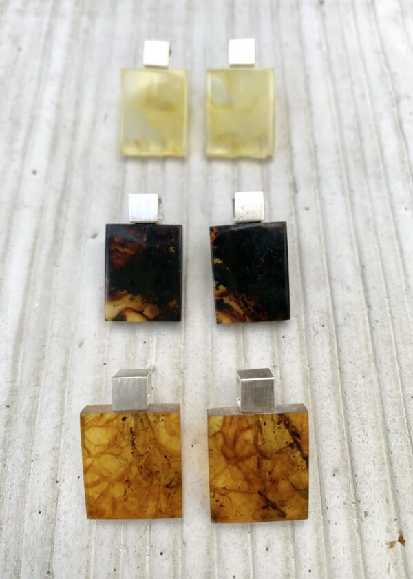 Bernstein Ohrstecker Quadrat Cognac – Bild 5