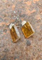Bernstein Ohrstecker Quadrat Cognac – Bild 3