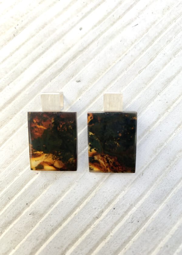 Bernstein Ohrstecker Quadrat schwarz – Bild 2