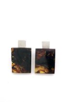 Bernstein Ohrstecker Quadrat schwarz