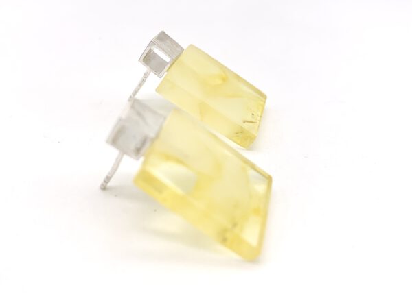 Bernstein Ohrstecker Quadrat Zitrone – Bild 1