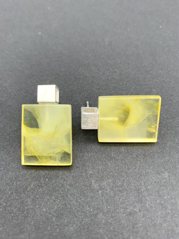 Bernstein Ohrstecker Quadrat Zitrone – Bild 4