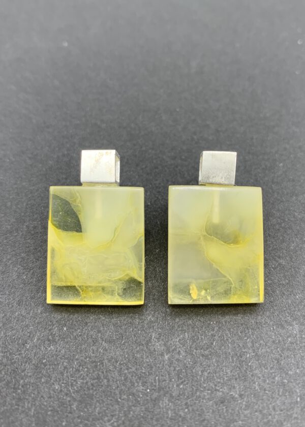 Bernstein Ohrstecker Quadrat Zitrone – Bild 2