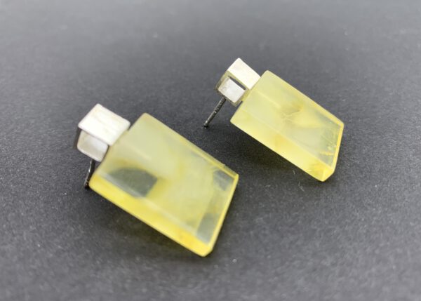 Bernstein Ohrstecker Quadrat Zitrone – Bild 5