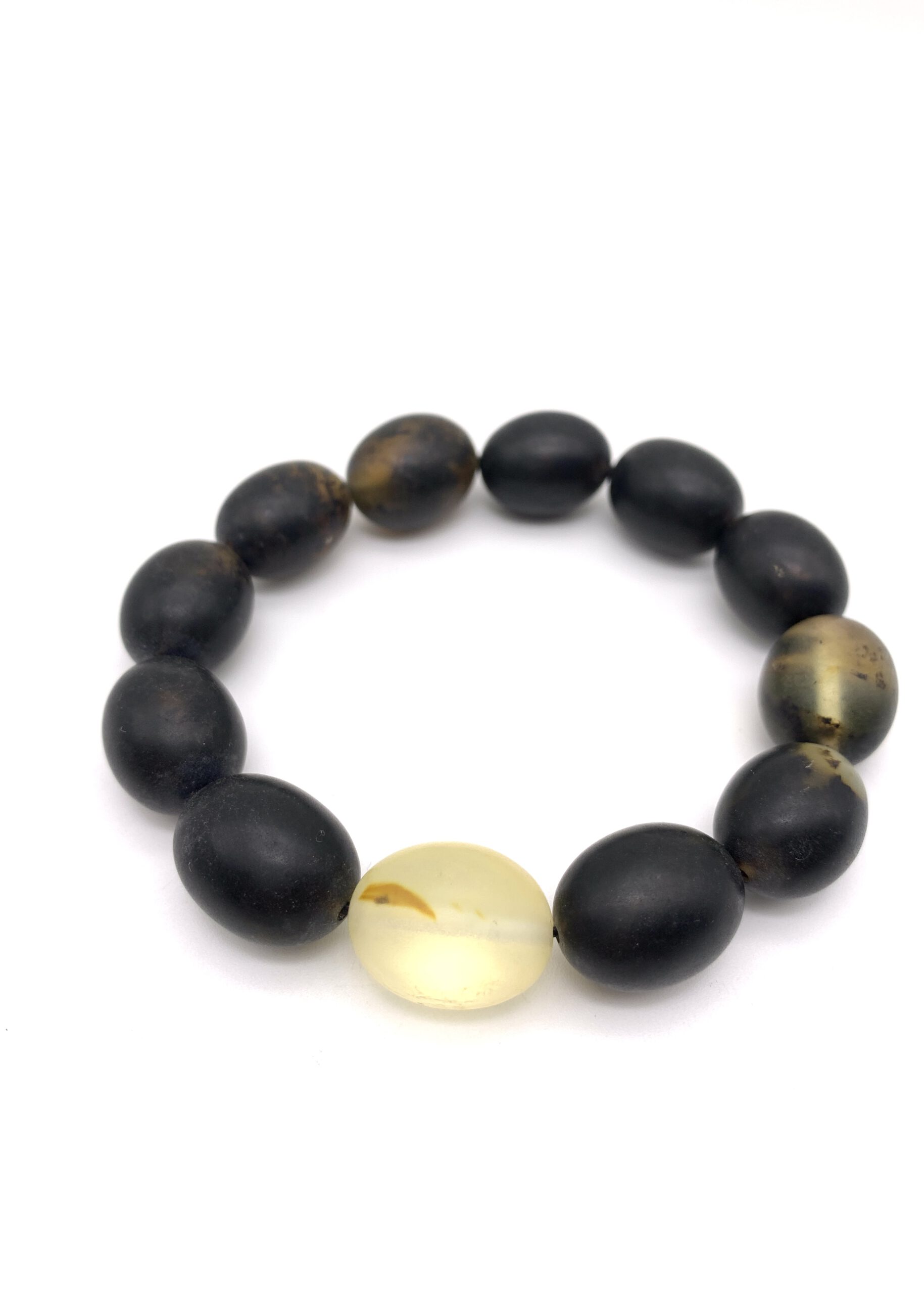 IMG_8121 Bernstein Armband olivenförmig Zitrone – Bild 1